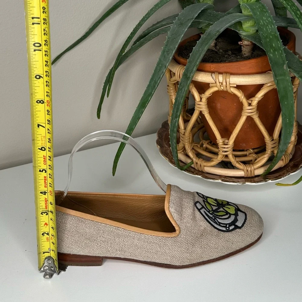 Stubbs & Wootton Lucky Clover Loafers Embroidered Linen Smoking Slippers 7.5 - Picture 12 of 13